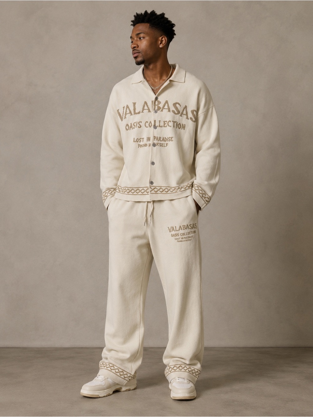 NWT Valabasas “Oasis Collection” Knit Set | Lost in Paradise — Cream & Gold